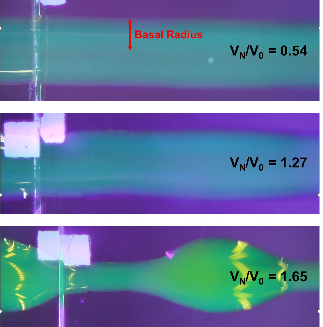 Structure of Filaments at Different Velocity Ratio