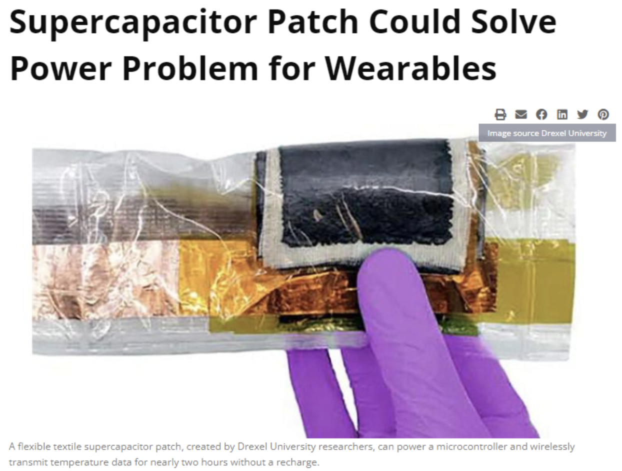 Supercapacitor Patch Could Solve Power Problem for Wearables